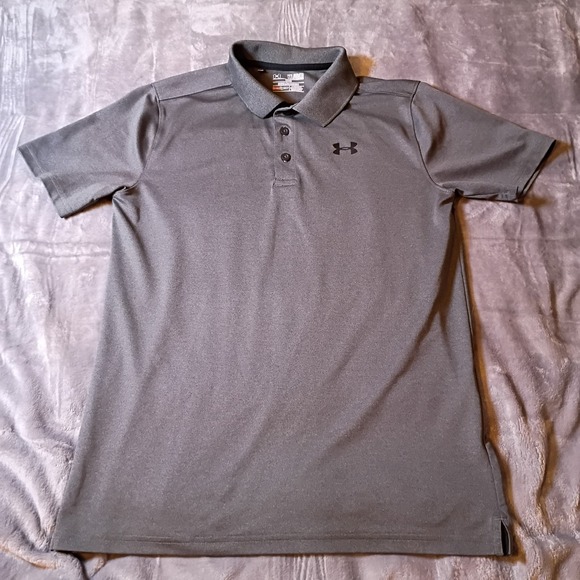 Under Armour Other - Under Armour Boys HeatGear Loose Performance Polo Shirt Charcoal Gray Youth XL